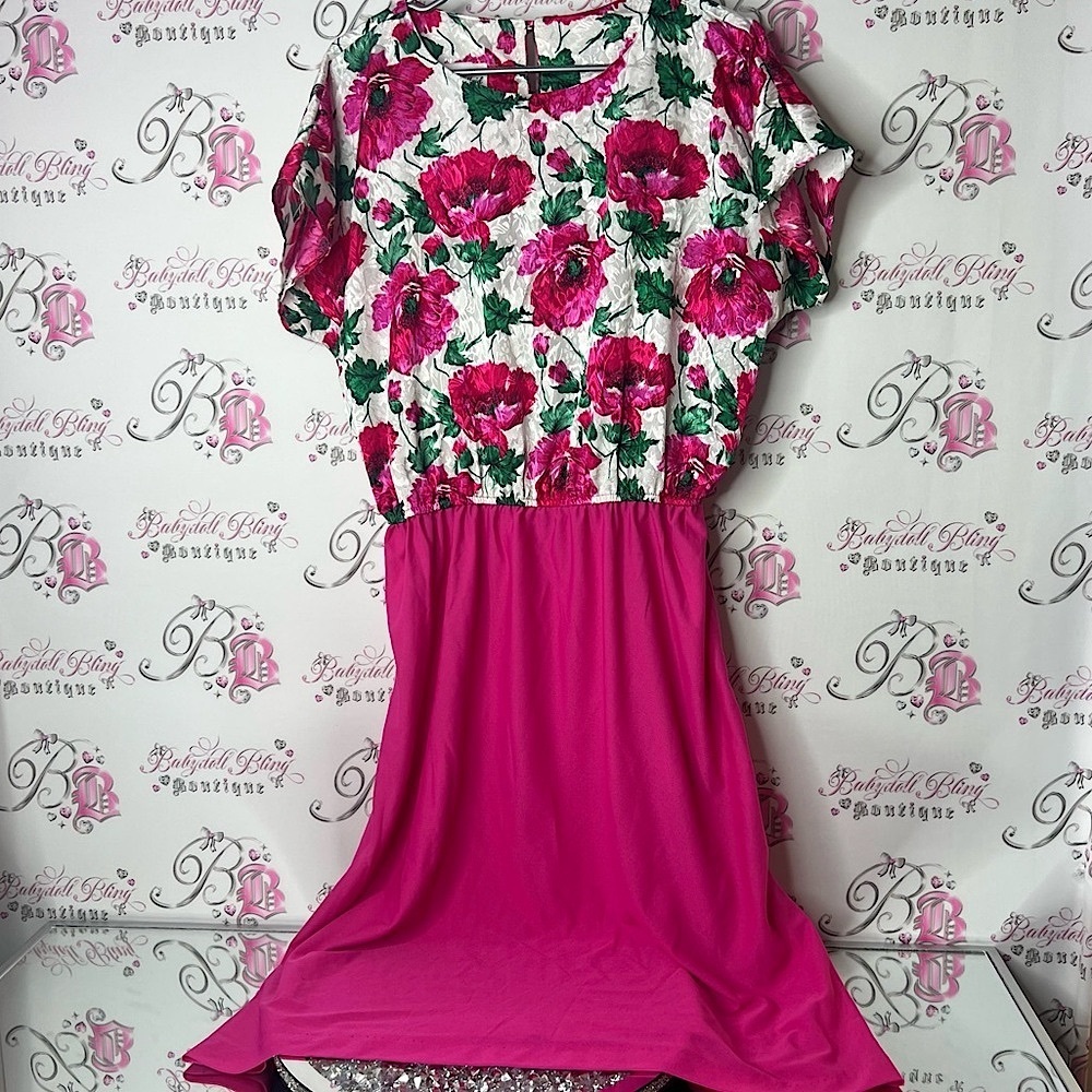 Boston maid dress vintage Floral Pink and White Maxi Dress retro